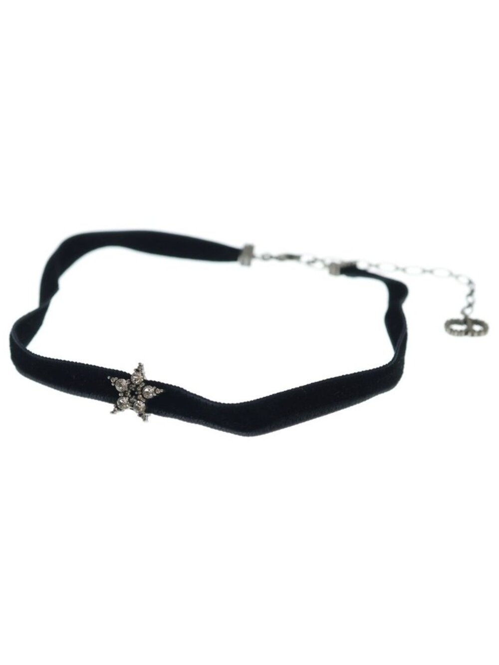 Dior CD Star Rhinestone Velvet Bracelet Black Silver